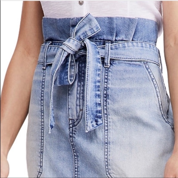 NWT Free People Paperbag waist Denim Skirt - Picture 4 of 8